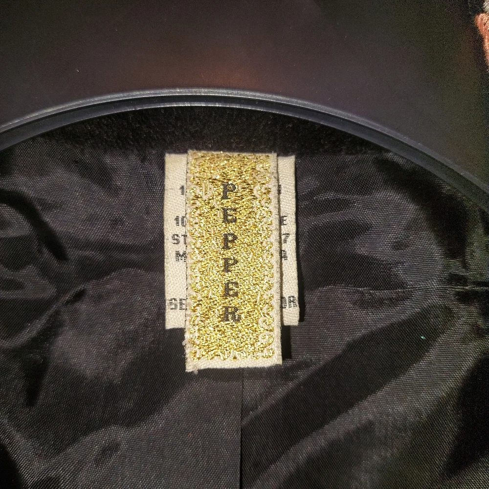 Vintage Y2K Pepper Black Floral Embroidered Collared Velvet Jacket Size S - Picture 6 of 7